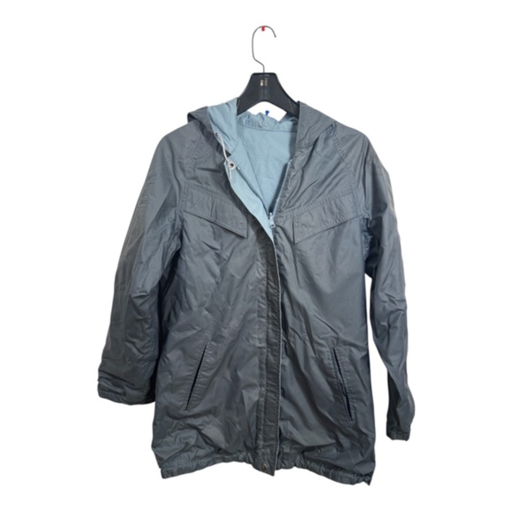 Vintage London Fog Rain Jacket Womens Size 14 Gray Hooded Waterproof
